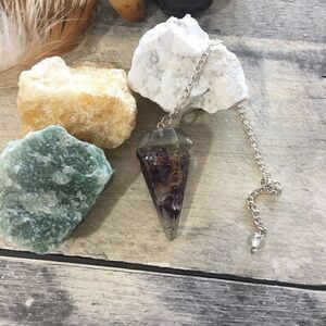 Orgone purple amethyst gemstone pendulum